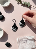 Black & White Geometric Floral Earrings